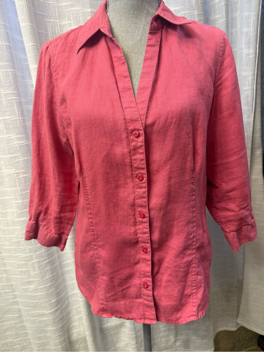 Talbots Pink Linen-Blend Button Down Shirt. P2P 21 1/2”
